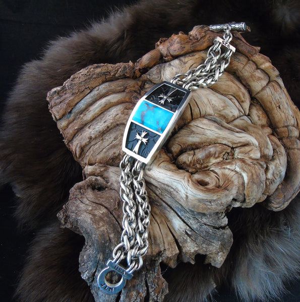Stone Temple Collection .925 Silver Chain Bracelet with Turquoise MC41CB