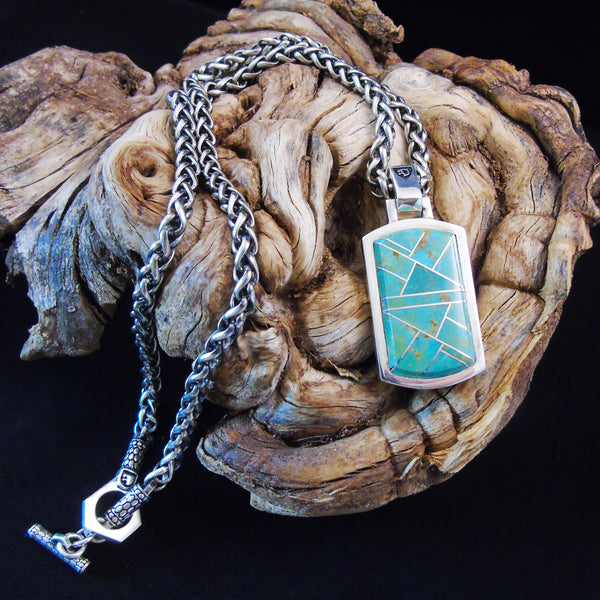 Stone Temple Turquoise Inlay Pendant IN33DT