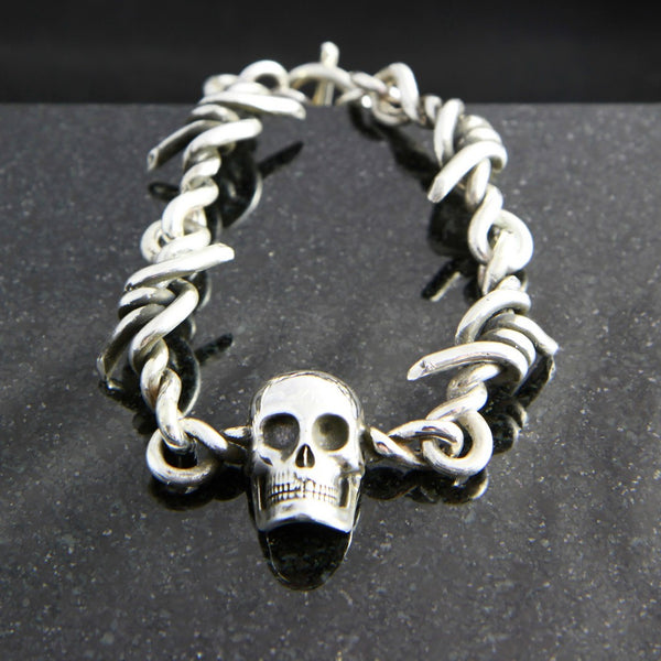 Barbed Wire Link Bracelet with Skull MC02SLB