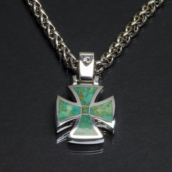 Maltese Pendant with Inlaid Turquoise MC23PIN